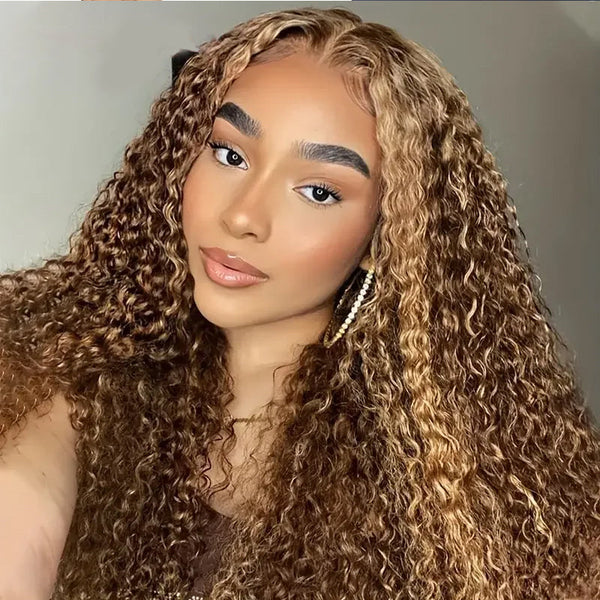 Brennas Hair P427 Highlight Curly Wig 6x4 HD Pre-Cut Ready To Go Glueless Human Hair Wigs For Women