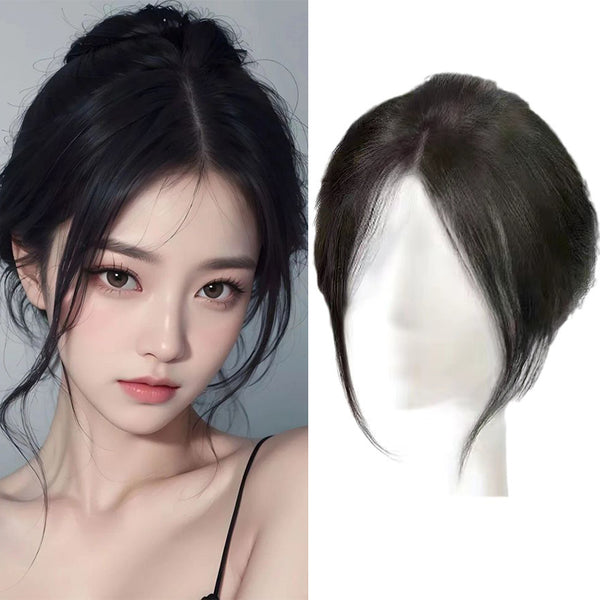 1 Piece Women Wig Increase Head Hair Volume Full Human Hair Fluffy Bangs Wig