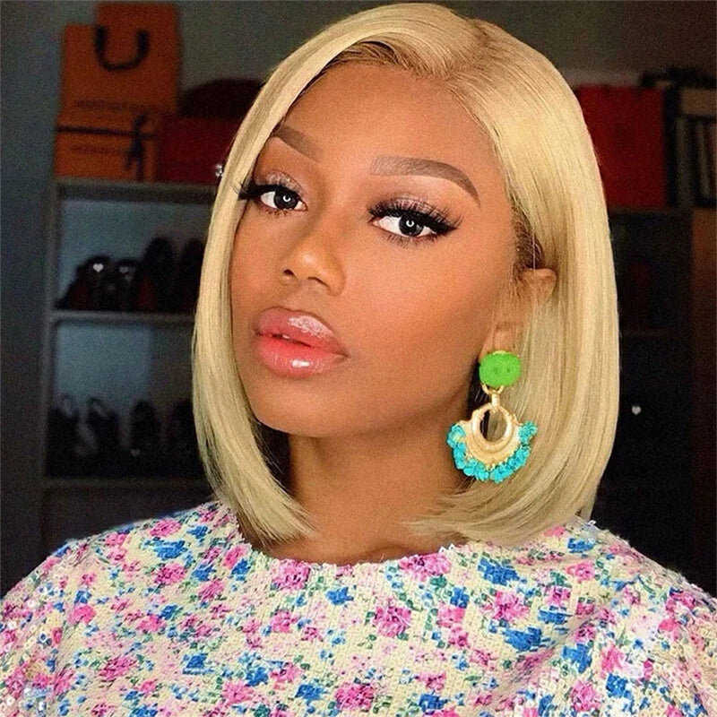 straight bob lace wig 613 blonde human hair wigs