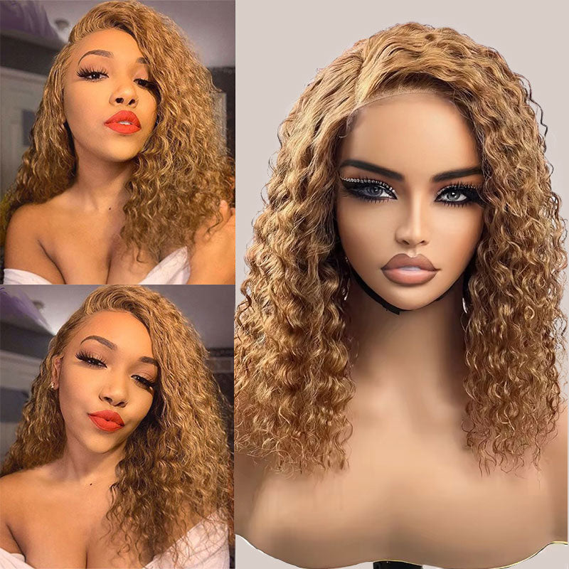 Brennas Wear & Go 4x4 Pre-Cut Lace Wigs Honey Blonde Human Hair Upgraded Ready to Wear Wigs